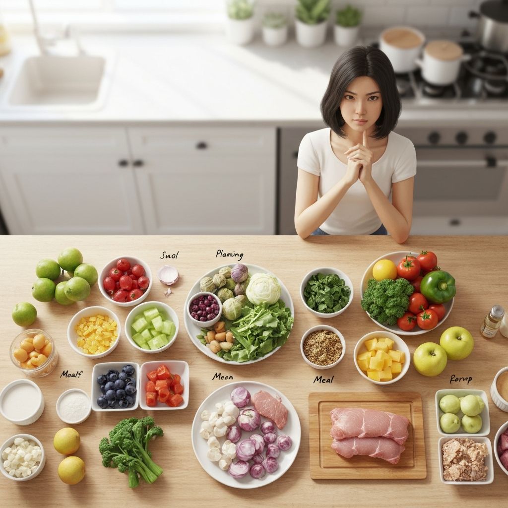 Organized weekly meal planning with healthy ingredients